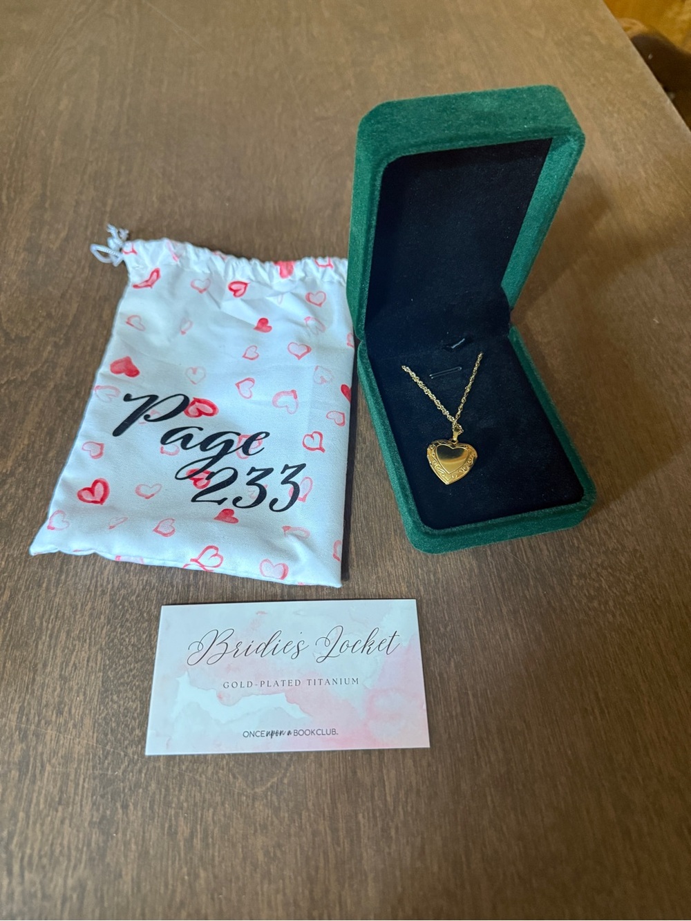 Once Upon A Book Club Bridies Locket Heart Shape In Gift Box & Page 233 Pouch